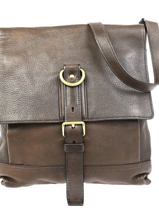 Prada Handbags - PRADA Logo Crossbody Messenger Shoulder Bag Leather Brown GHW Italy 87KD156